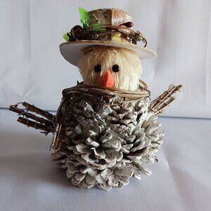 Decorative Hand Made Pine-cone Snowman